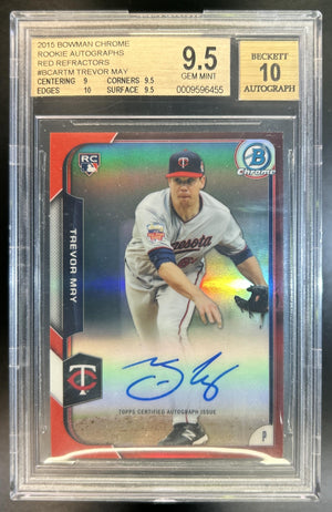Trevor May 2015 Bowman #BCAR-TM Chrome Rookie Auto RC Twins 3/5 BGS 9.5/10