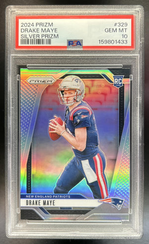 Drake Maye 2024 Panini Prizm #329 Silver RC Patriots PSA 10