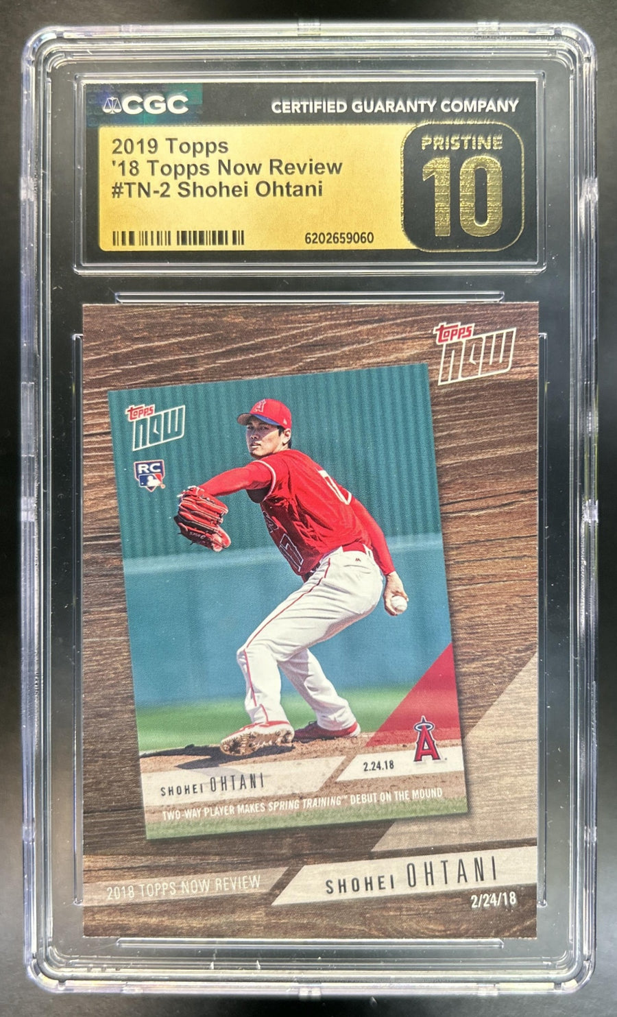Shohei Ohtani 2019 Topps #TN-2 2018 Now Review Angels CGC Pristine 10