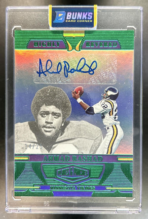 Ahmad Rashad 2023 Panini Plates & Patches #HR-AR Highly Revered Green 14/25 Auto Vikings