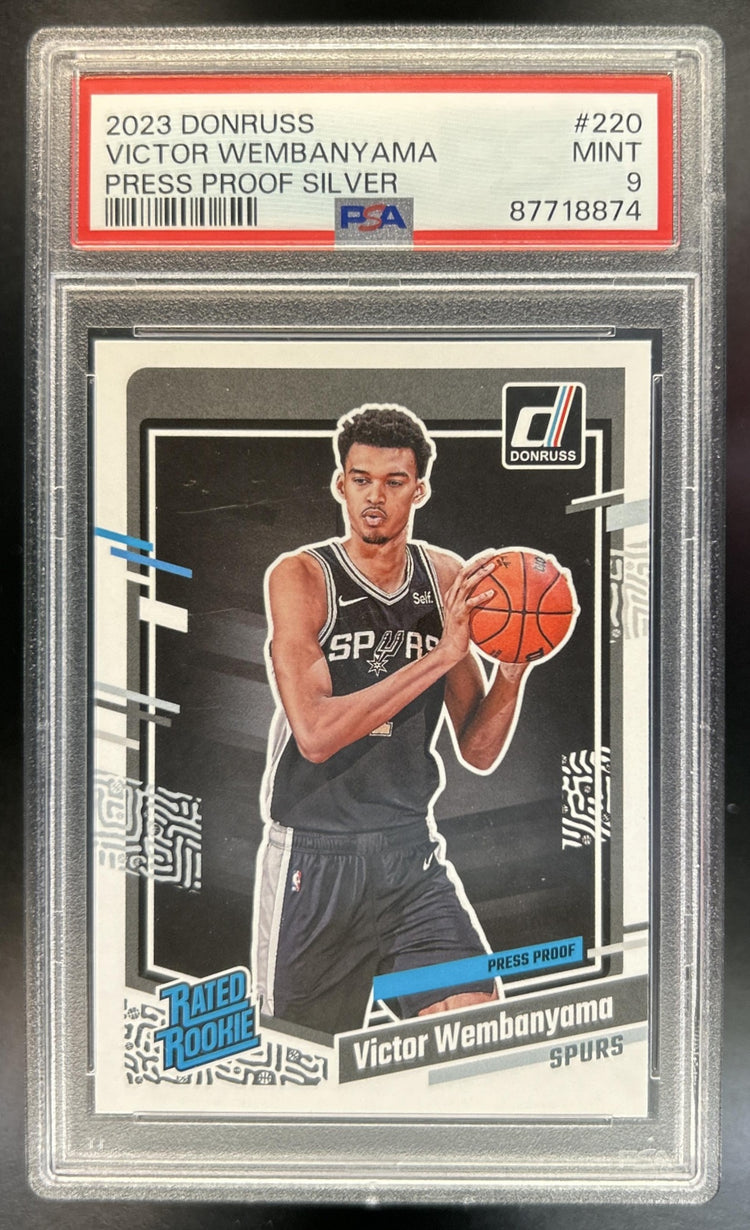 Victor Wembanyama 2023-24 Panini Donruss #220 Silver Press Proof RC Rated Rookie Spurs PSA 9