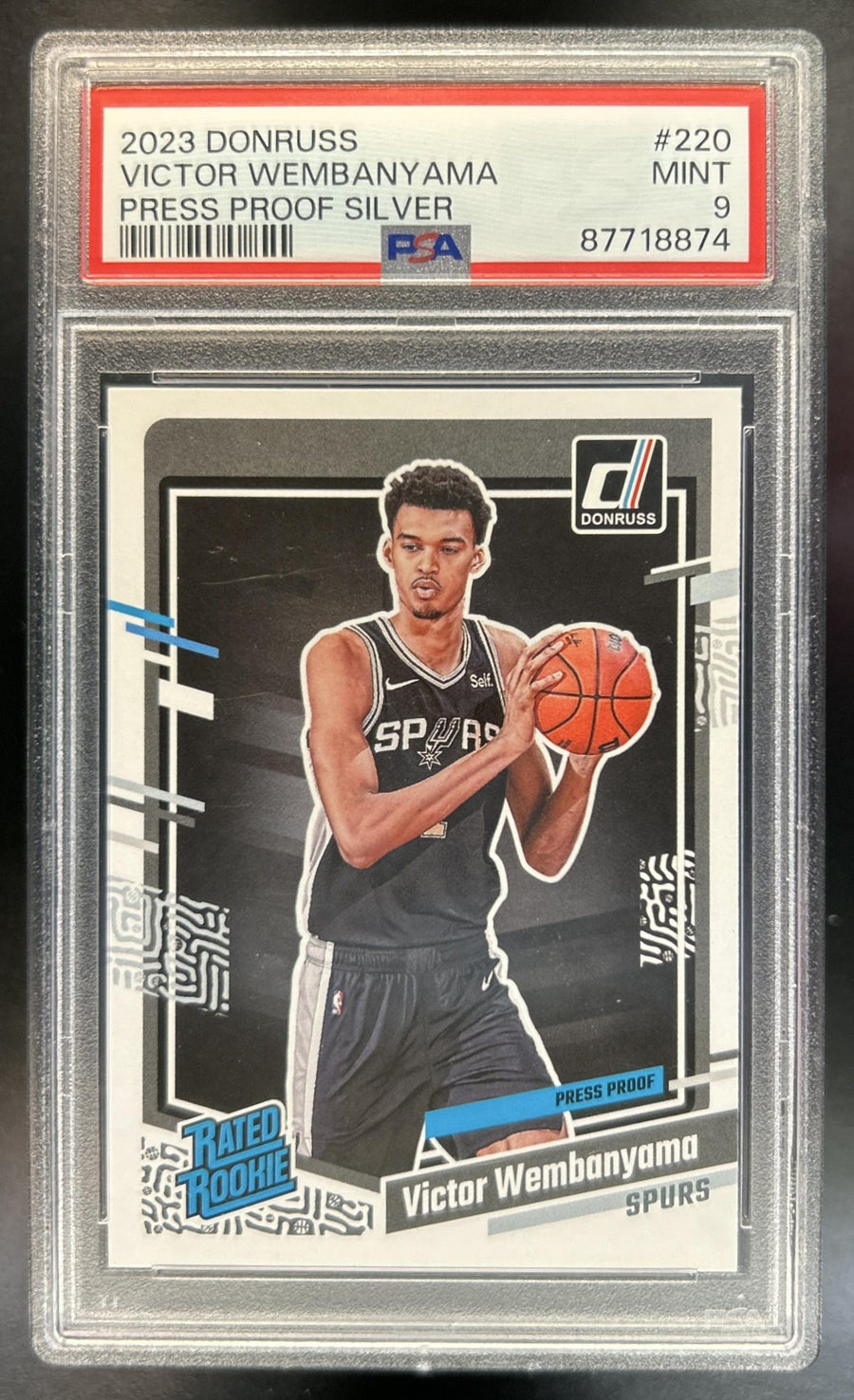 Victor Wembanyama 2023-24 Panini Donruss #220 Silver Press Proof RC Rated Rookie Spurs PSA 9
