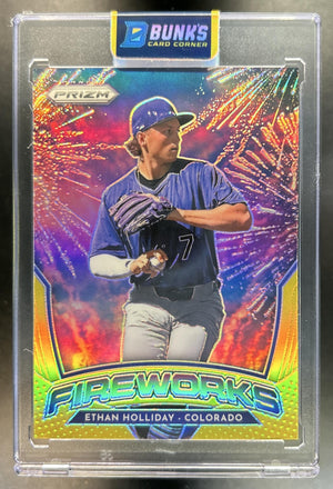 Ethan Holliday 2026 Panini Prizm #10 Fireworks Gold 3/10 Rockies