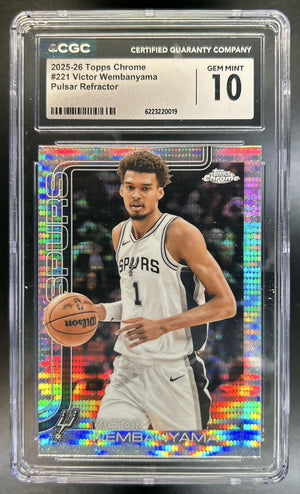 Victor Wembanyama 2025-26 Topps Chrome #221 Pulsar Refractor Spurs CGC 10