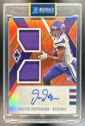 Justin Jefferson 2020 Panini Phoenix #RDA-JJ RPS Rookie Auto Dual Jersey Orange 21/50 RC Vikings