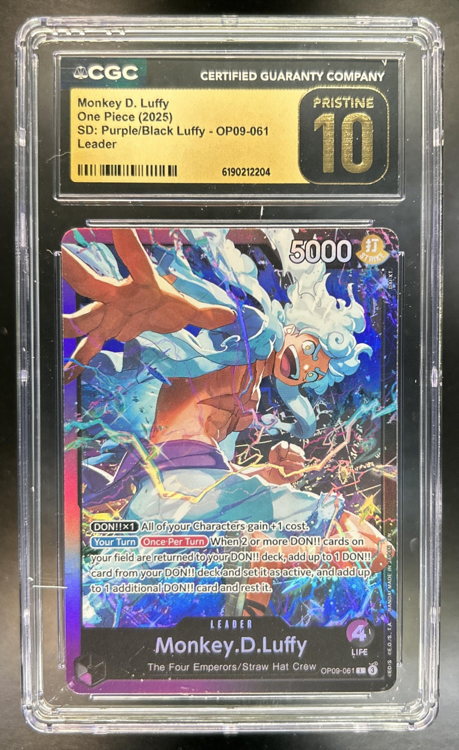 Monkey D. Luffy Purple/Black Luffy #OP09-061 Leader CGC 10