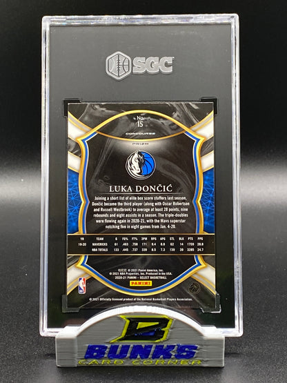 2020-21 Luka Doncic Red/White/Orange Shimmer Prizm SGC 10 (Box 15)