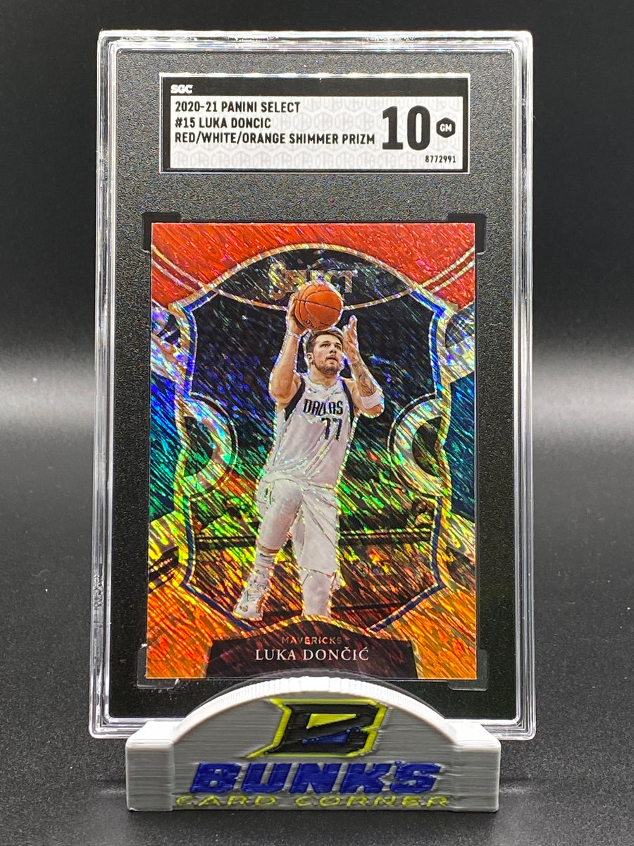 2020-21 Luka Doncic Red/White/Orange Shimmer Prizm SGC 10
