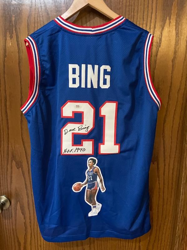 Dave Bing Autographed Pistons Jersey (custom)    HOF 1990 Inscription