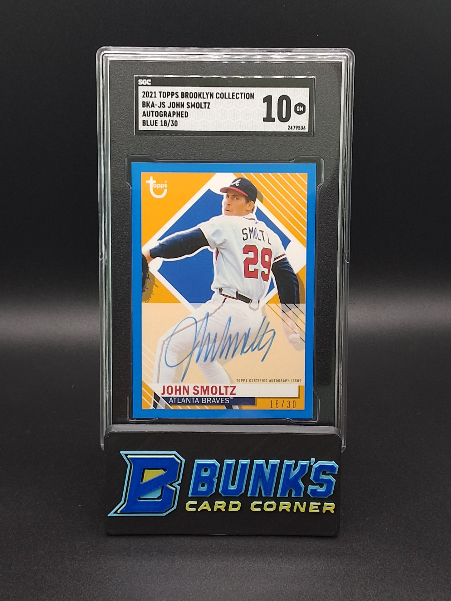 2021 John Smoltz Autographed Blue SGC 10 (Box 24)