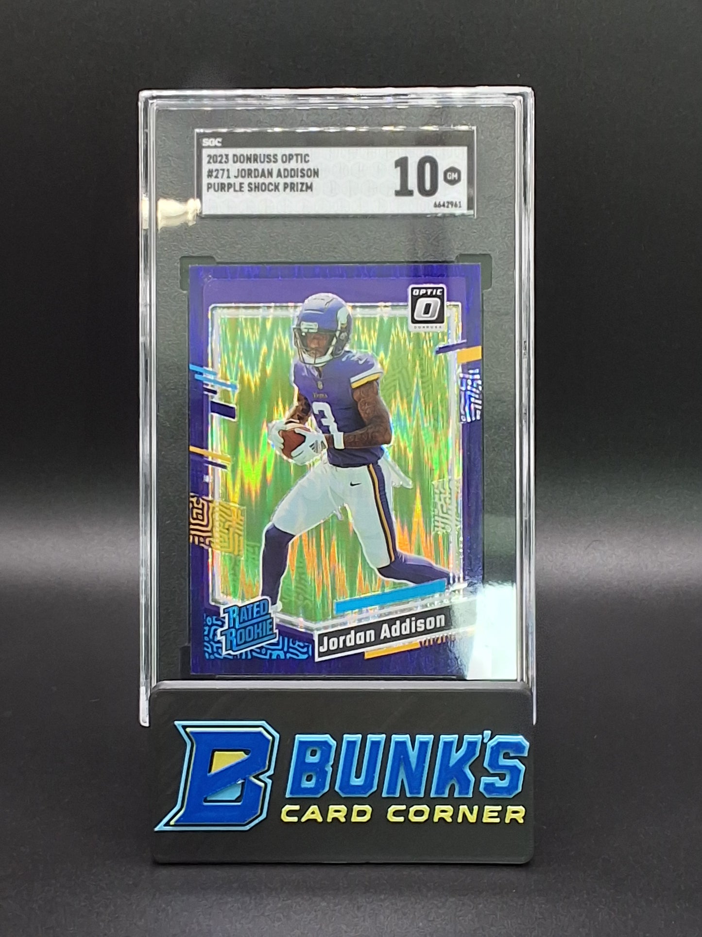 2023 Jordan Addison Purple Shock Prizm RC SGC 10 (Box 24)