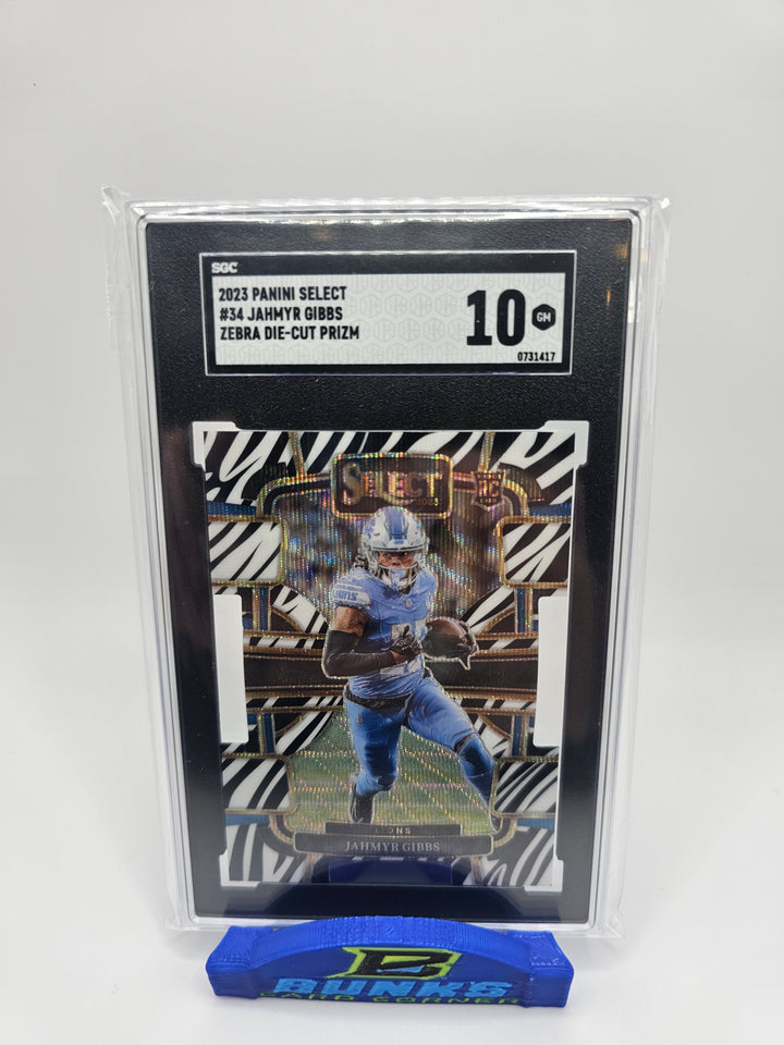 2023 Jahmyr Gibbs Select Zebra Die-Cut Prizm SGC 10